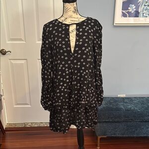 Free People Black and White Long Sleeve Dress
